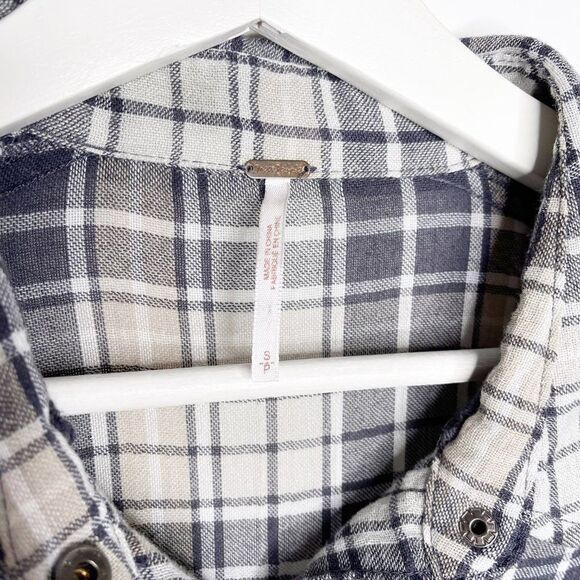 FREE PEOPLE Stitch Detail Plaid Button Down Top  - Picture 5 of 10